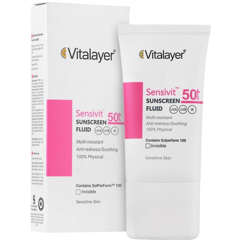 فلوئید ضدآفتاب ویتالیر مدل سنسیویت رنگ بژ طبیعی SPF 50